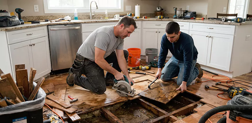 Kitchen Floor Water Damage Repair in Apple Valley